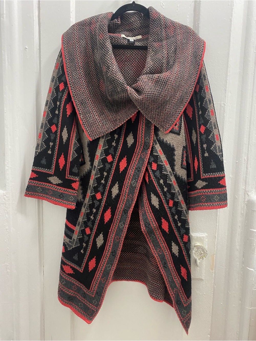 American Rag Black, Gray & Pink Open-Front Long Cardigan
